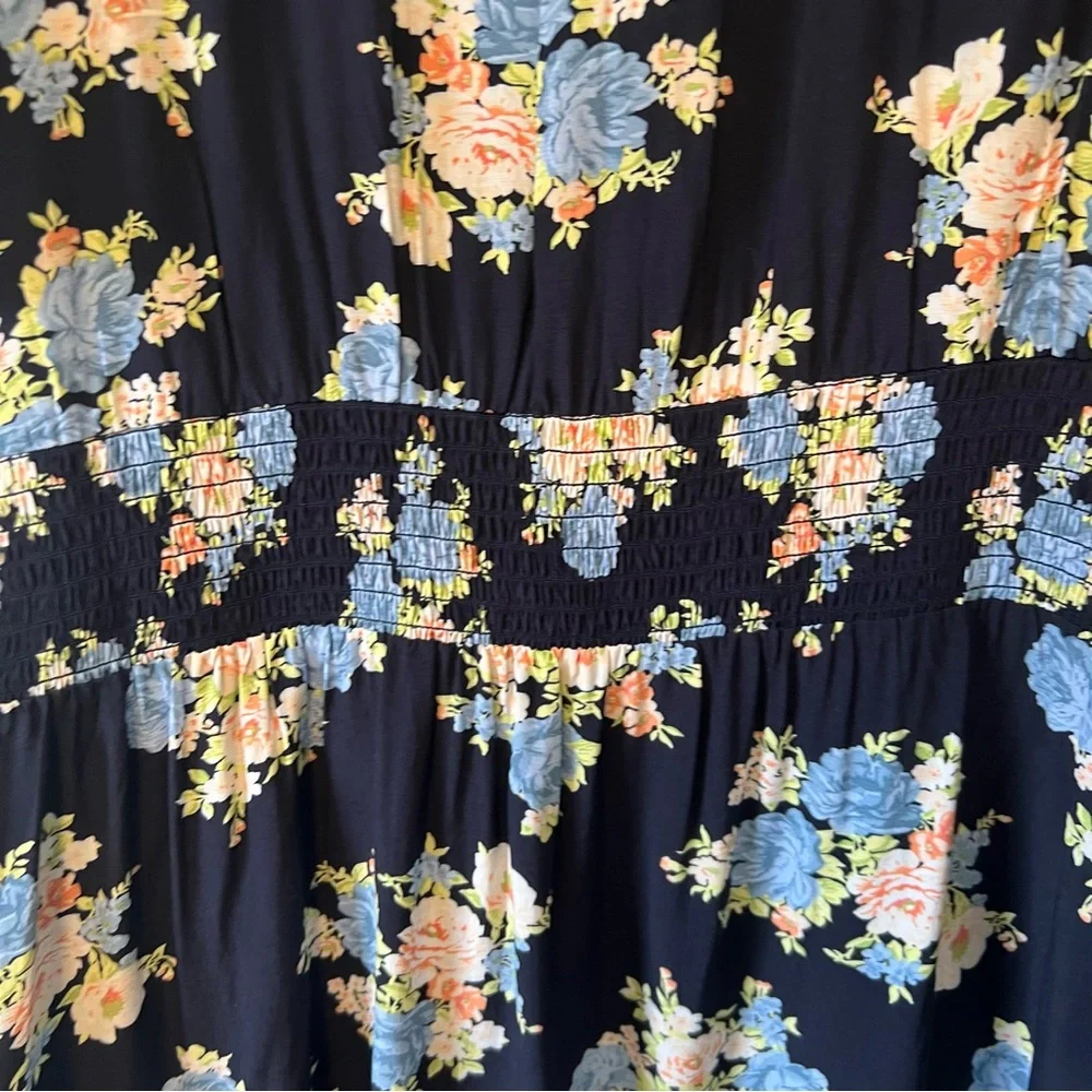 Loft Floral V-Neck Short Sleeve Dress NWT Size 14